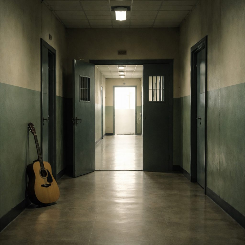 Pasillo interior del centro penitenciario de Logroño con luz al fondo